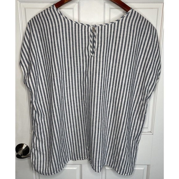 Caslon Nordstrom Women's Stripe Linen Blend Top Sz 3X Dolman Slv Boho Lagenlook - Picture 5 of 9